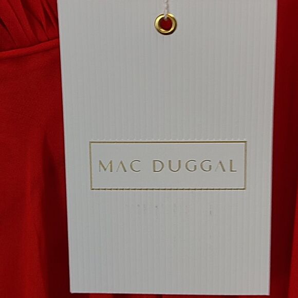 New MAC DUGGAL 67727 Red Beaded Drop Shoulder Pleated Flowy Gown Wn's (14W)-$458 - Picture 10 of 12